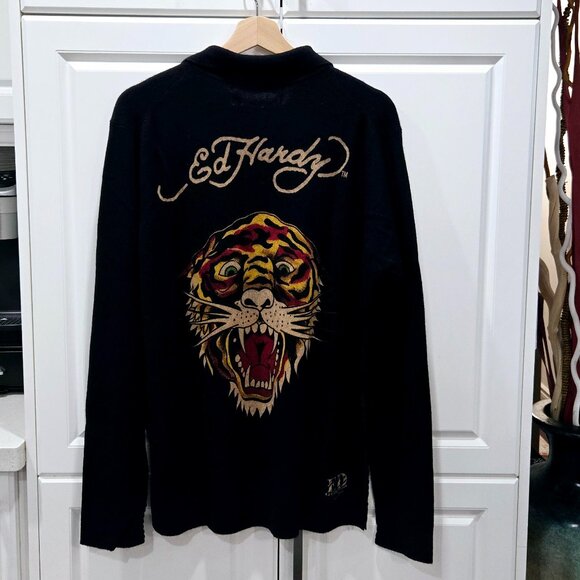 Ed Hardy Vintage Intarsia-Knit Tiger Logo Cashmere Jumper - Picture 7 of 15